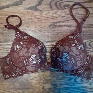 Brown lace pushup bra 34B